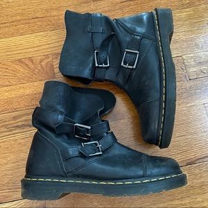 dr. marten kristy slouch moto boot black leather